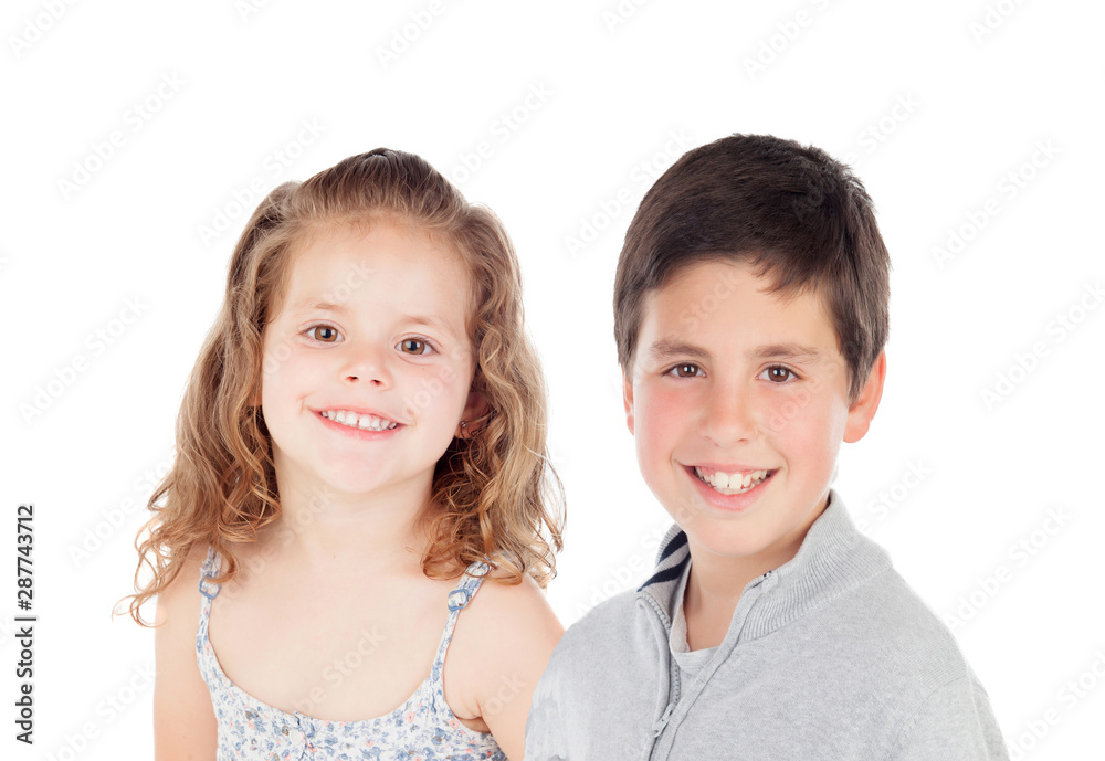 Two funny children looking at camera Two funny children looking at camera