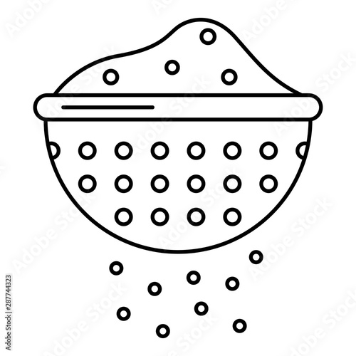 Flour sieve icon. Outline flour sieve vector icon for web design isolated on white background