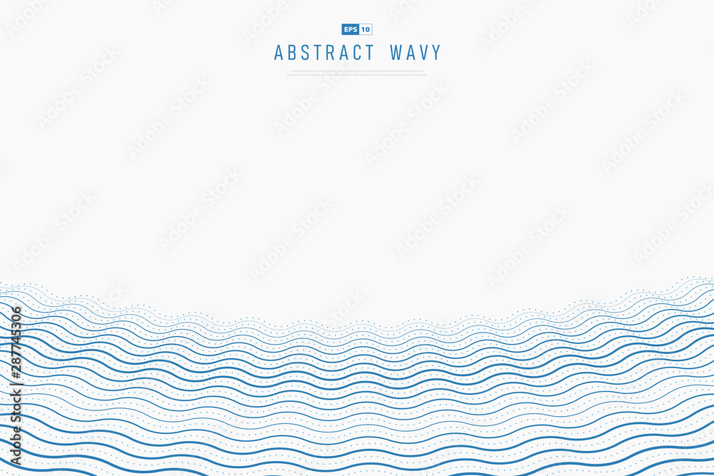 Naklejka Abstract blue wavy design of simple decoration background. illustration vector eps10