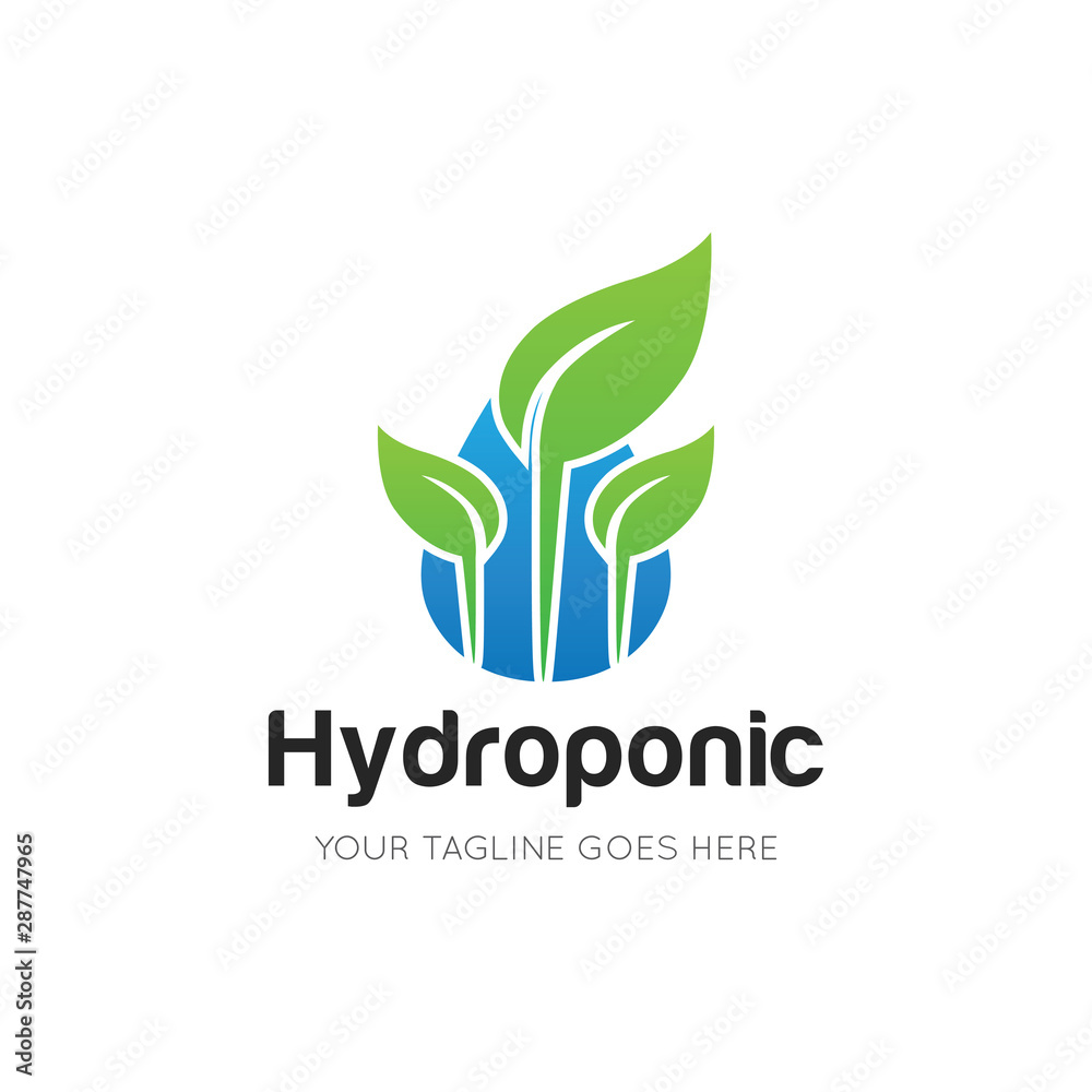 Fototapeta premium hydroponic logo and icon vector illustration design template