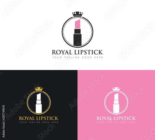 lipstick logo and icon vector illustration design template