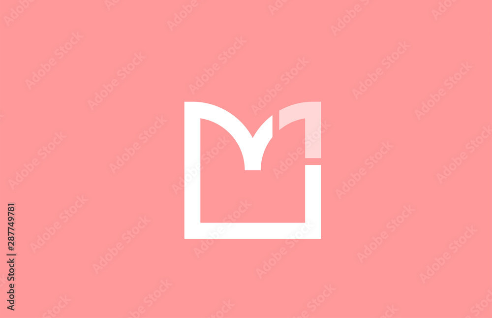 pink white alphabet letter m for logo icon design