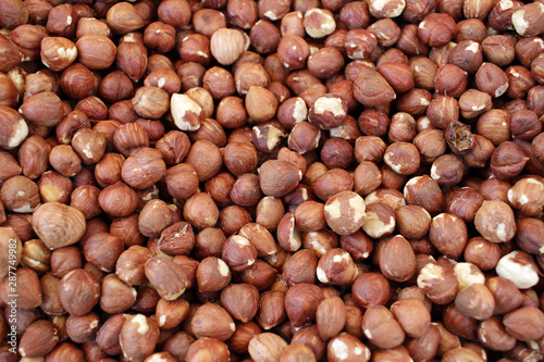 Hazelnuts. Raw nuts pattern. Kernel.