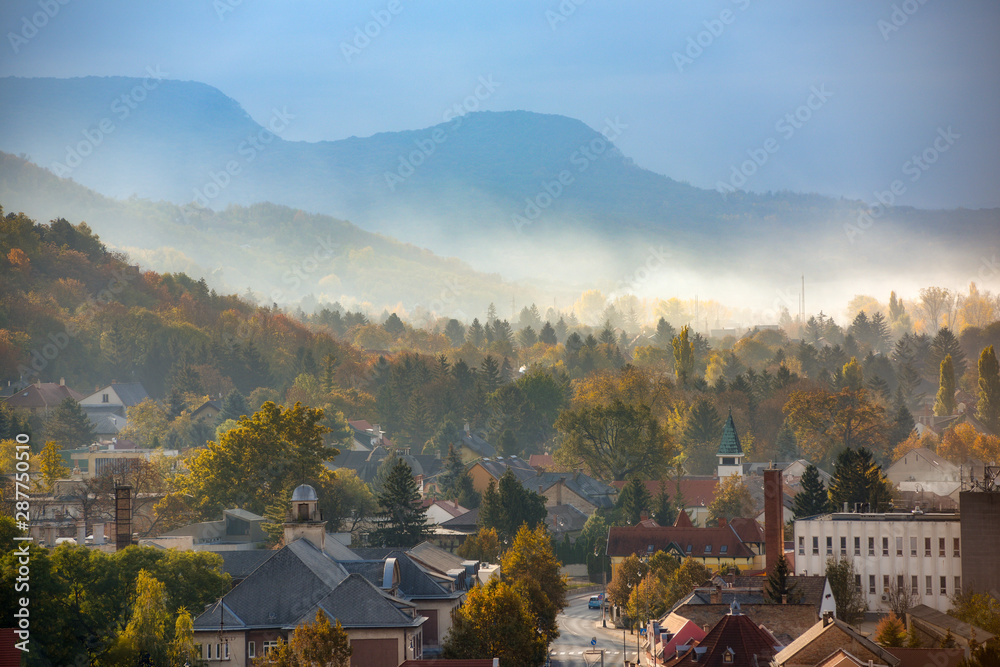 Morning autumn scenery of Esztergom, Hungary