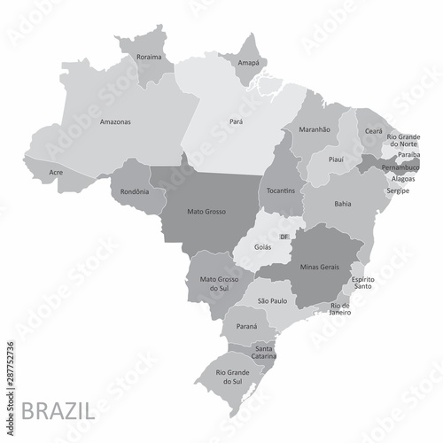 Billede på lærred Brazil States map