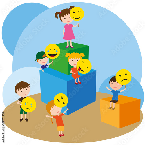 Girls and boys play masks w...