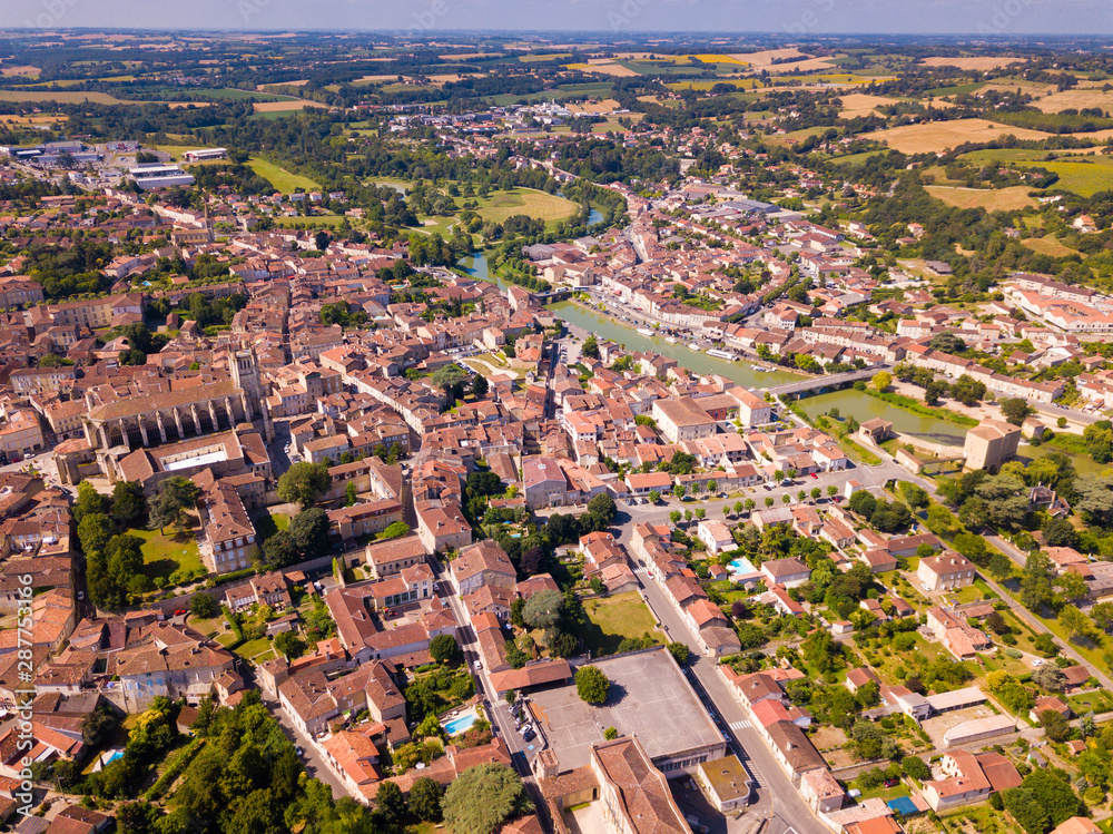 Aerial view on the city Condom. France
