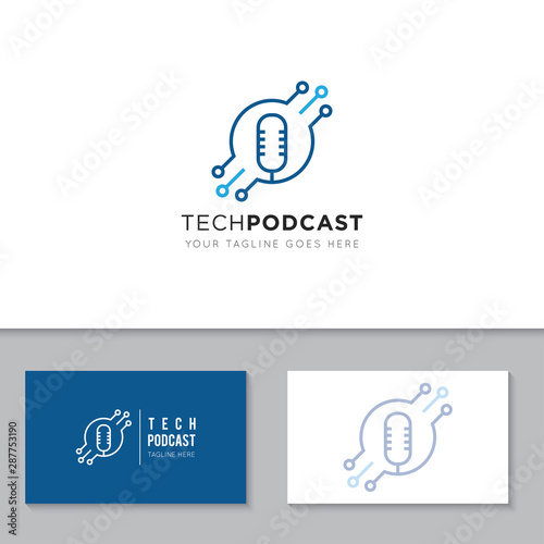 Podcast radio logo and icon vector illustration design template