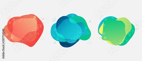 Set of organic liquid flowing shapes colorful