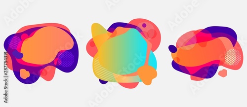 Set of organic liquid flowing shapes colorful