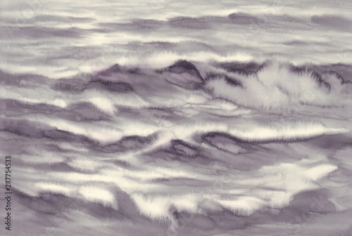 sea light in black and white watercolor background