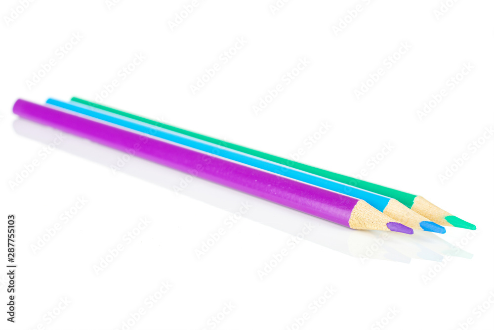 Group of three whole colored pencil isolated on white background Group of three whole colored pencil isolated on white background