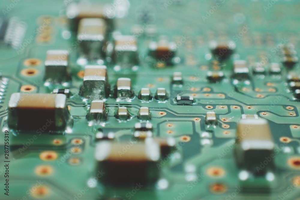 closeup of electronic part with PCB circuit board closeup of electronic part with PCB circuit board