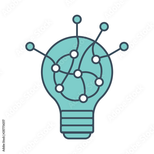 Lamp icon with ai neural network inside
