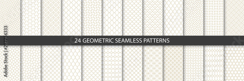 Big set of 24 vector tiled seamless patterns. Collection of geometric linear modern patterns. Patterns added to the swatch panel.
