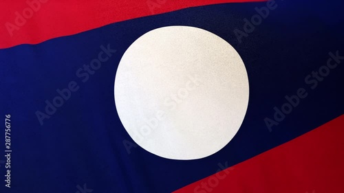 Laos national flag seamlessly waving on realistic satin texture 29.97FPS photo