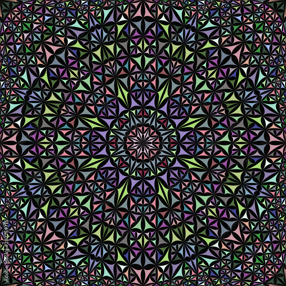 Colorful repeating kaleidoscope pattern background - abstract ethnic vector mandala wallpaper illustration from curved shapes