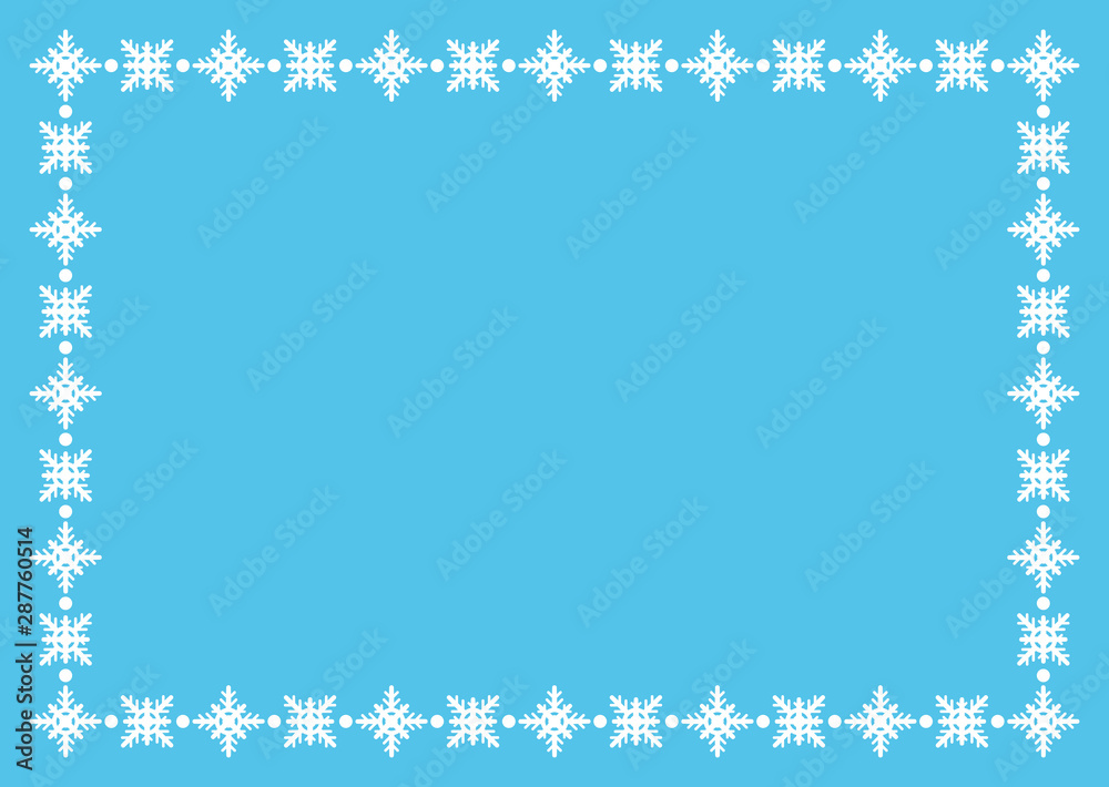 Beautiful winter frame made of snowflakes on blue. Christmas vector background. EPS10 Beautiful winter frame made of snowflakes on blue. Christmas vector background. EPS10