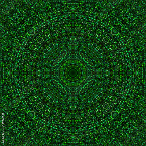 Green seamless kaleidoscope pattern background - abstract tribal vector mandala wallpaper graphic from curved shapes