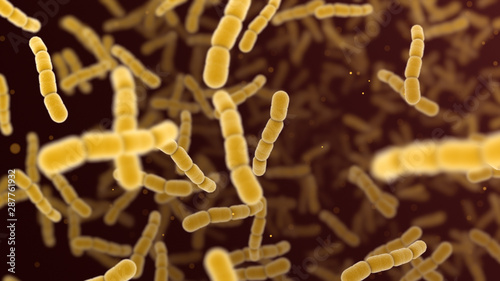 Streptococcus pneumonia bacteria cells. 3D render microscopic background. photo