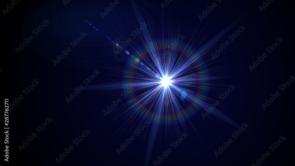 Obraz premium Bright blue light lense flare