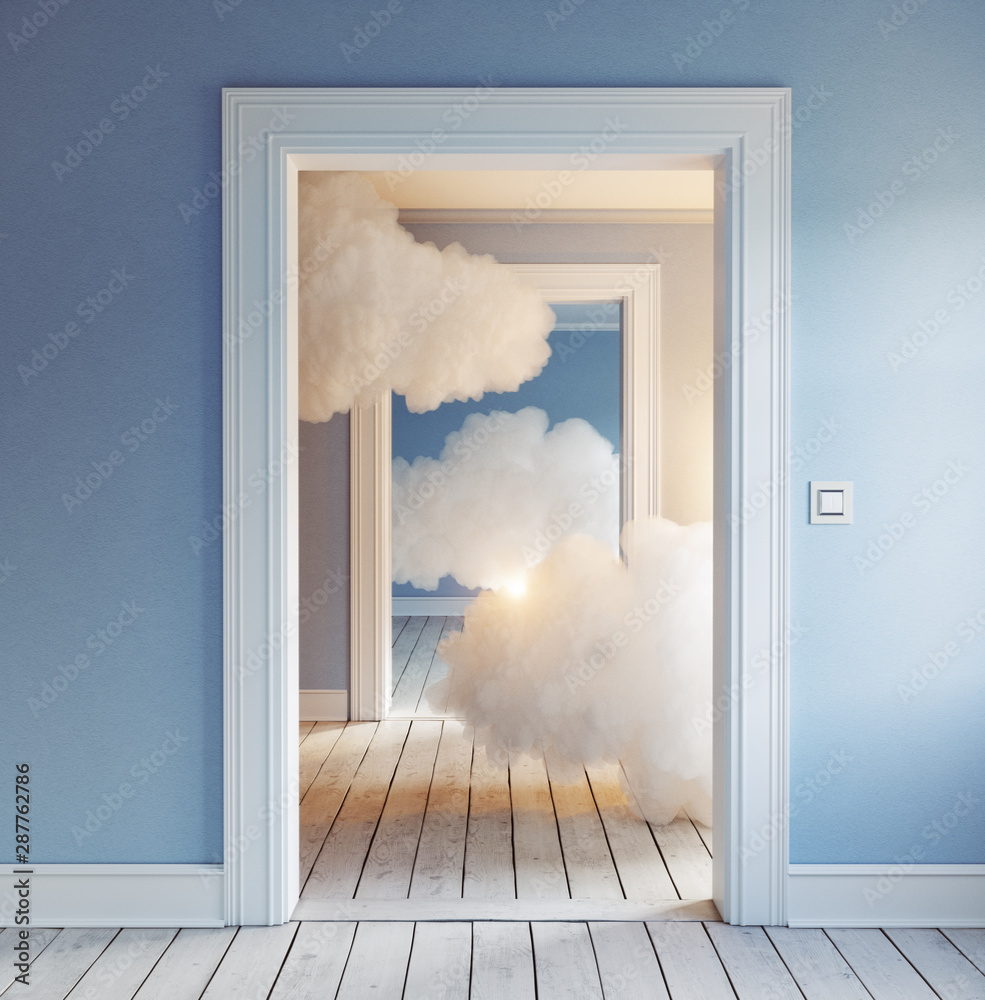 clouds in the room. - obrazy, fototapety, plakaty 