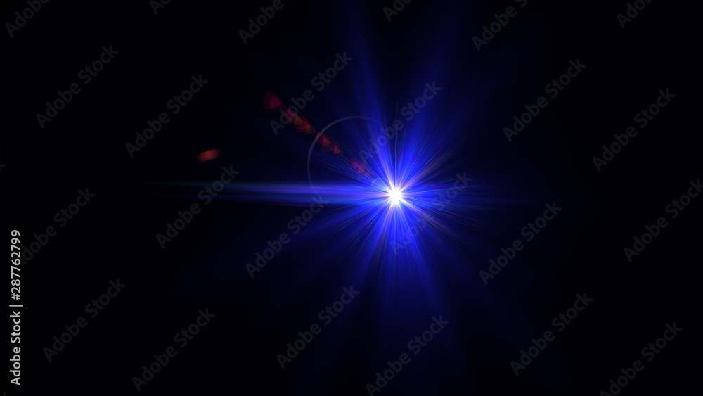 Bright blue light lense flare