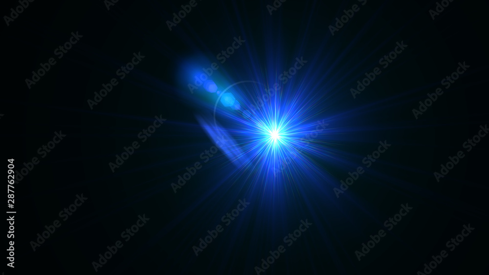 Bright blue light lense flare