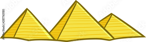 Funny and cute 3 pyramids in cartoon style