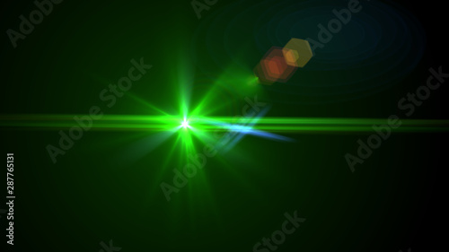 Bright green light lense flare