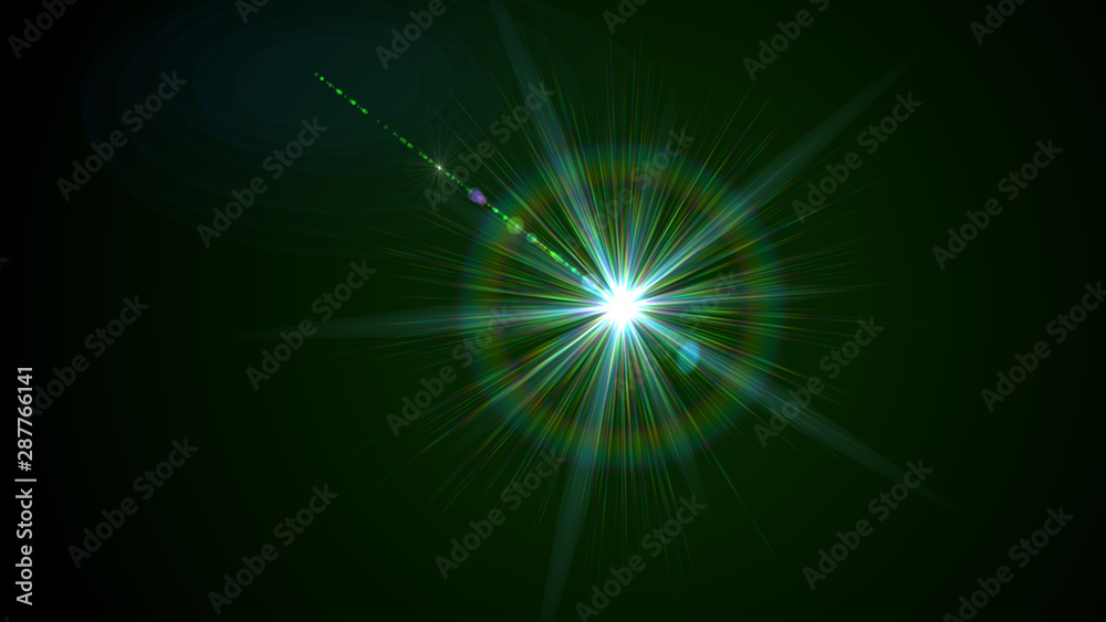 Bright green light lense flare Bright green light lense flare