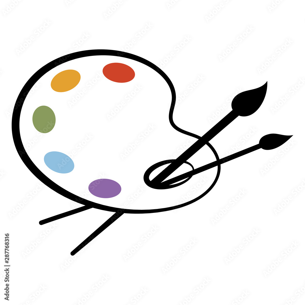 Art palette with paints. Stylized palette. Logo palette with paints