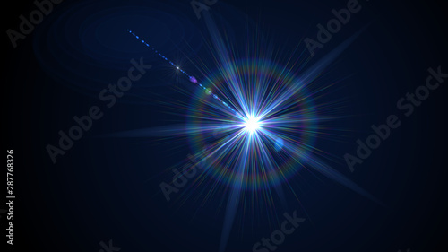 Fototapeta Naklejka Na Ścianę i Meble -  Bright light blue lense flare