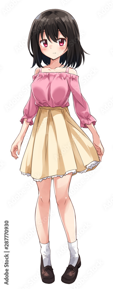 可愛い美少女 アニメ 漫画 立ち絵 表情差分 照れ Young Pretty Woman Anime Manga Shy Stock イラスト Adobe Stock