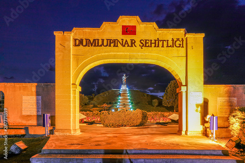 Dumlupinar, Turkey - September 1, 2019 : Victory Monuments and cemetery in Dumlupinar.The Battle of Dumlupinar was the last battle in the Greco-Turkish War (part of the Turkish War of Independence). photo