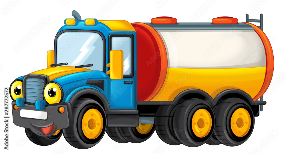Naklejka premium cartoon happy cistern truck isolated on white background - illustration for children