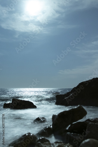 Beautiful landscape with rocks near ocean