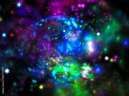 Bright blurred space theme background - abstract digitally generated image