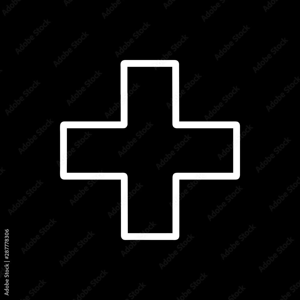 Flat line minimal cross icon. Simple vector cross icon. Isolated cross icon for various projects. Flat line minimal cross icon. Simple vector cross icon. Isolated cross icon for various projects.