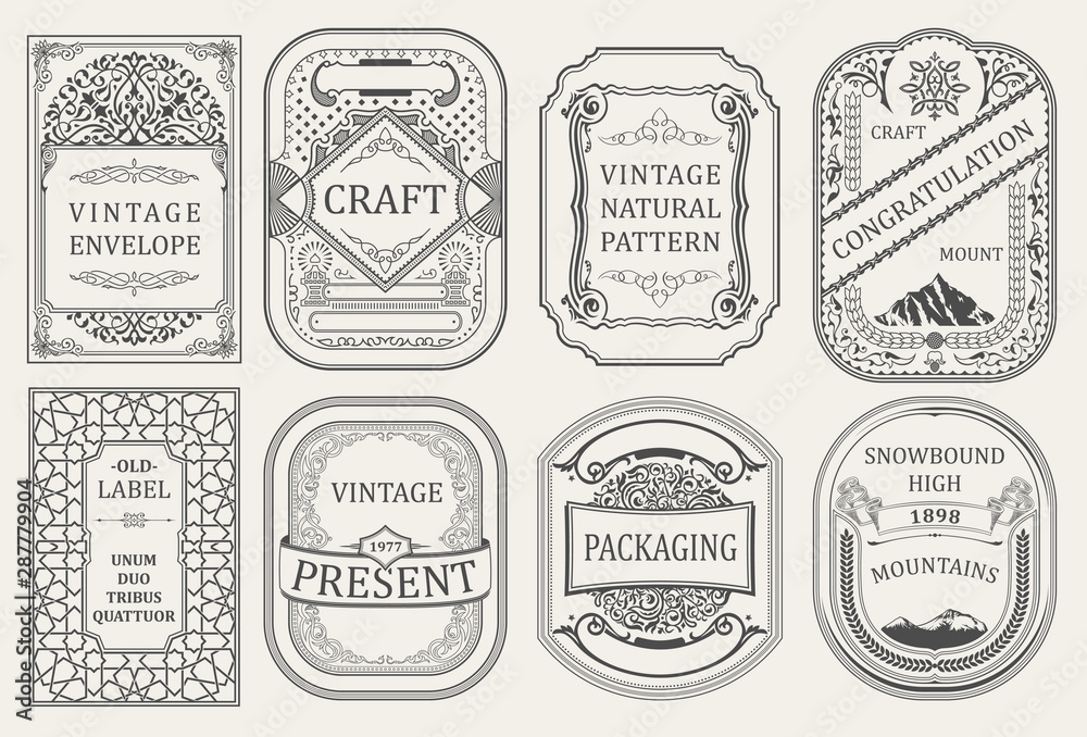 Obraz premium Vintage vector set retro cards. Template greeting card border or invitation