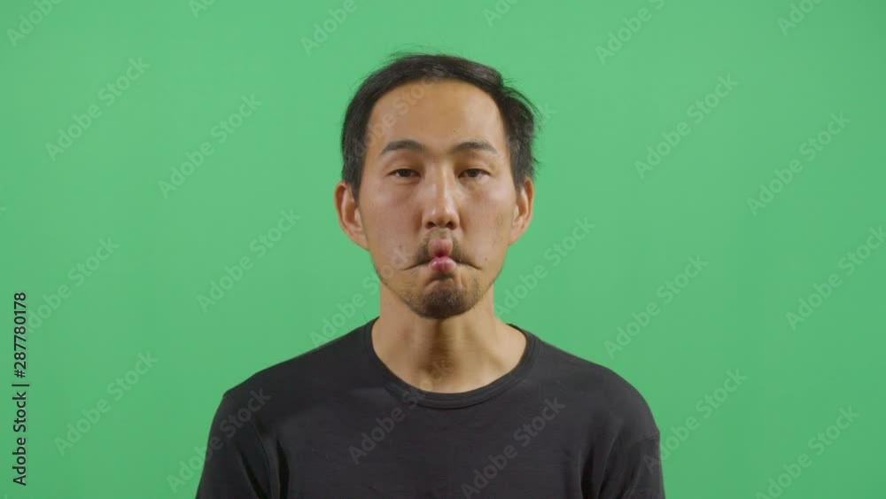 Adult Man Making Fish Mouth At The Viewer From A Calm State And Back To Normal Adult Man Making Fish Mouth At The Viewer From A Calm State And Back To Normal