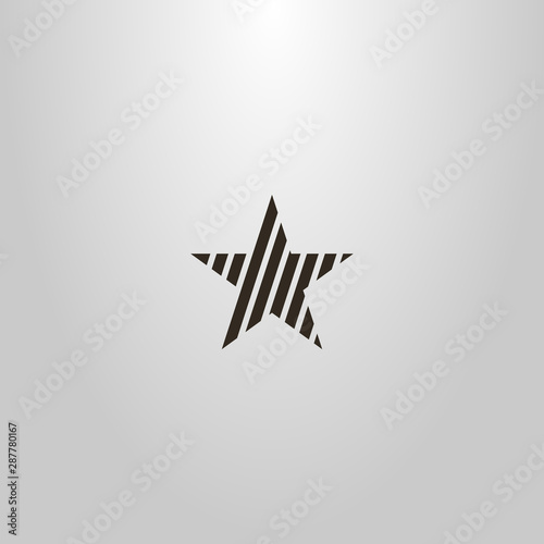 black and white simple vector flat art outline sign of a striped star