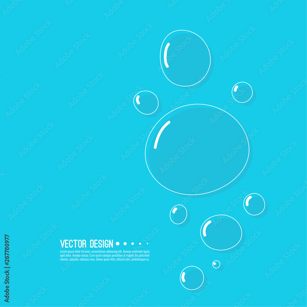 Underwater fizzing air bubbles on blue background. Undersea vector illustration. Underwater fizzing air bubbles on blue background. Undersea vector illustration.