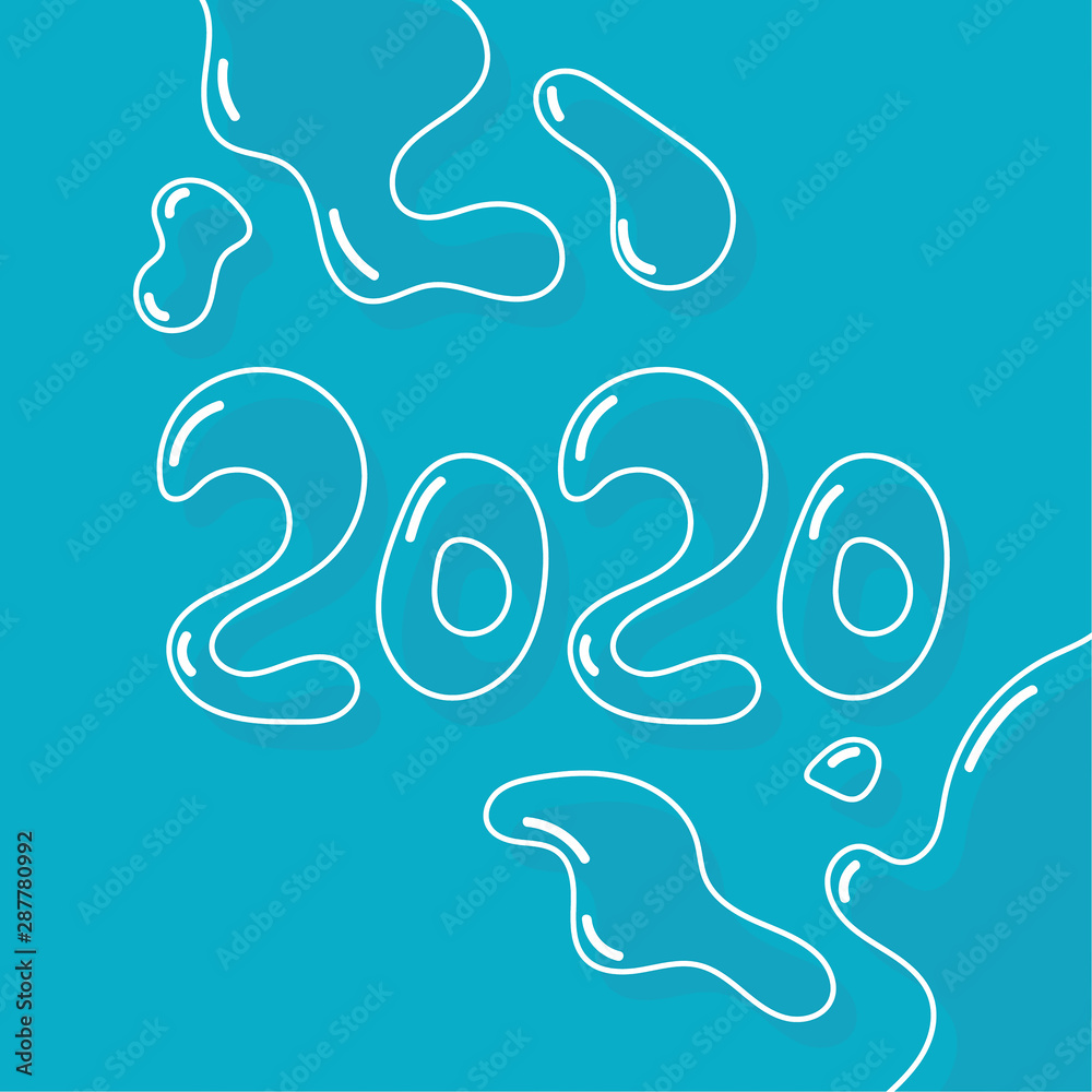 Happy new year 2020. Vector flowing background with transparent liquid. Happy new year 2020. Vector flowing background with transparent liquid.