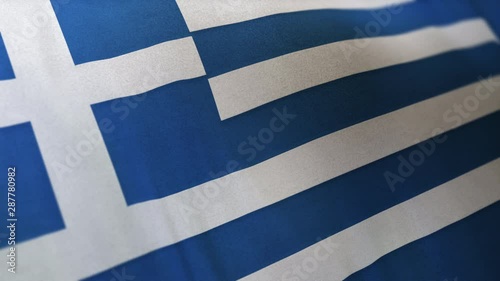 Greece national flag seamlessly waving on realistic satin texture 29.97FPS photo