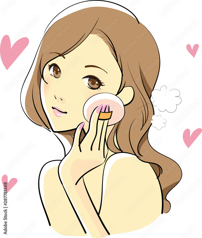 メイクアップする女性 メイクアップする女性