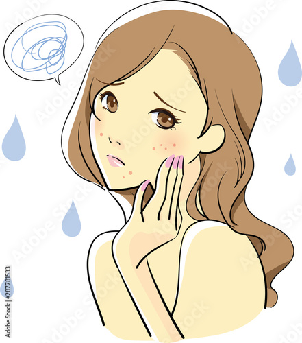 肌荒れに悩む女性