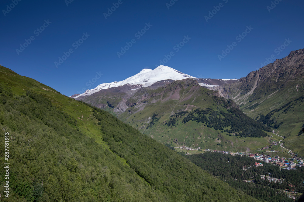 Mount Elbrus in July from Cheget lift