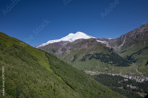 Mount Elbrus in July from Cheget lift