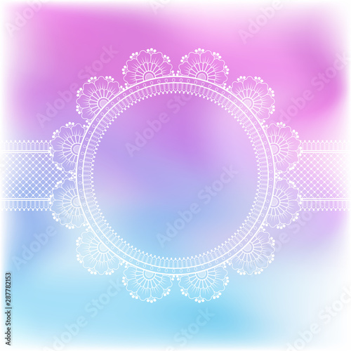 Blurred pastel background with decorative pattern in ethnic oriental style on for greeting card, invitation or announcement